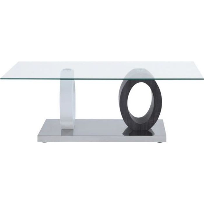 Table basse AYANE - Verre trempé et MDF - Gris & Blanc