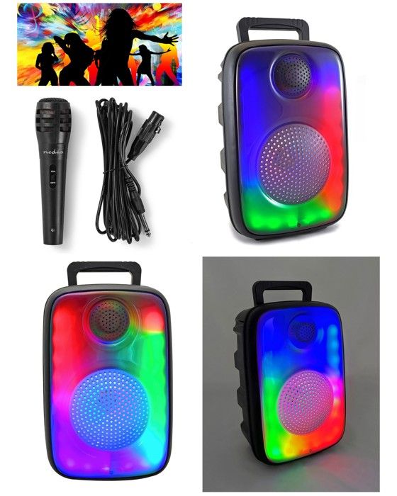 ENCEINTE SONO PORTABLE PARTY BLUETOOTH MOBILE USB TWS LED RGB MSD RADIO FM + MICROPHONE DYNAMIQUE - vue 2