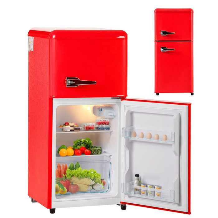 Réfrigérateur mini congélateur haut - 2 portes 60 L (22+38) - L 42cm x H 84cm - Rouge