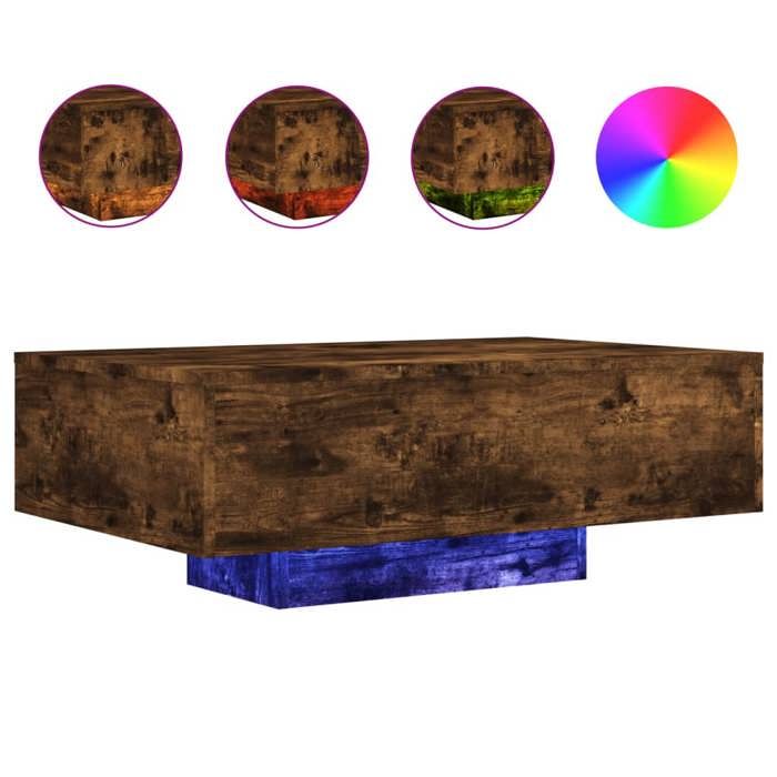 Table basse - CLOUD - avec lumières LED - Chêne fumé - 85x55x31 cm - Pour Salon - 836613