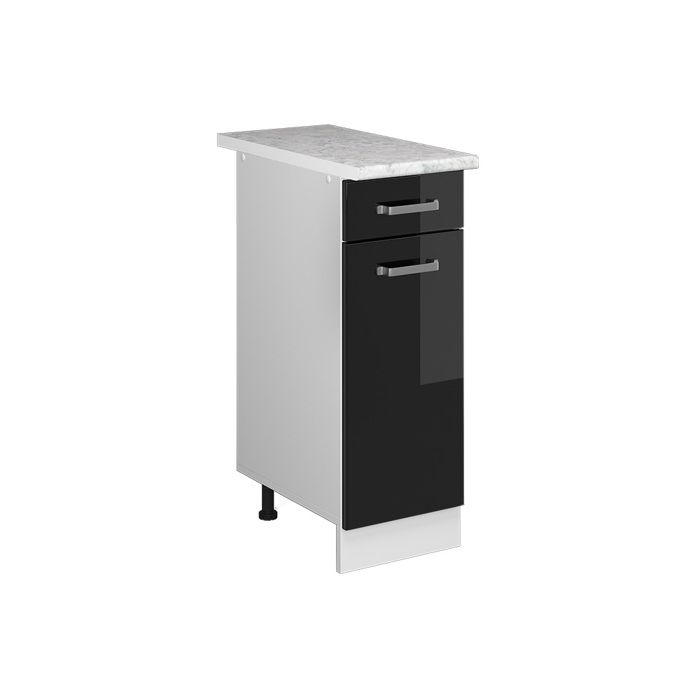 Meuble cuisine R-Line 30cm PT Marbre Noir Haute brillance/Blanc Vicco 41146