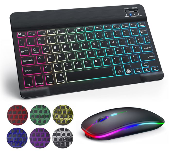 Clavier Et Souris Sans Fil Rechargeables - Ultra Mince, Silencieux, Bluetooth 5.0 - Compatible IPad, PC, Android, Windows