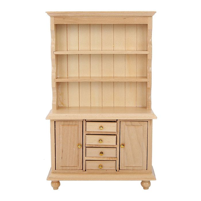 1:12 Armoire à Trois Couches Meuble de Simulation Accessoires de Maison de Poupée(Couleur Bois)