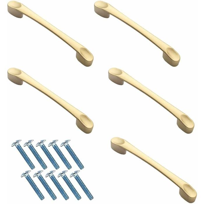 Paquet de 5 poignées de meubles dorées poignées de porte en alliage daluminium pour portes darmoire et tiroirs