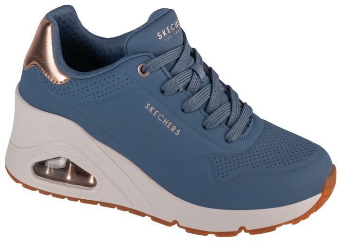 Skechers Baskets Femme - Bleu - Skechers Uno Wedge - Hi Steps