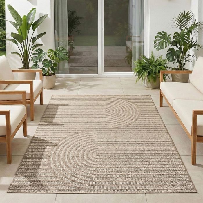 Carpetsale24 Tapis d'extérieur Gris 280x370 cm, résistant aux intempéries et aux UV, idéal pour la Cuisine, Le Balcon, la terrasse, Ainsi Que Le Salon et la Salle à Manger, Design bohème scandinave