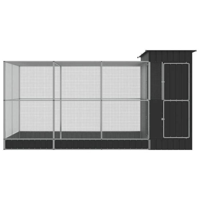 Meilleurs prix pour Volière avec extension argenté 416x203x216 cm acier - PWSHYMI - TP01664