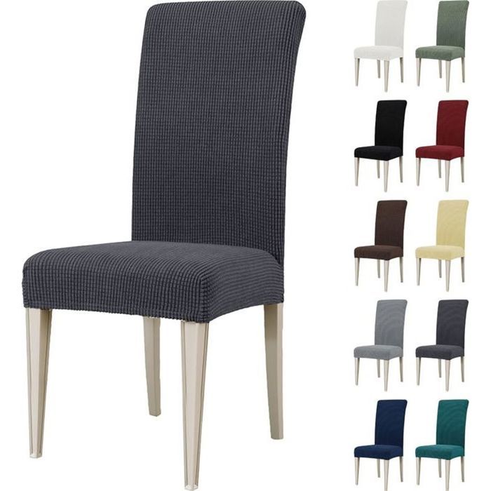 Housse de Chaise Extensible Housse Chaise Salle à Manger Universel Housse Housses de Chaises LavableGris foncé4 Pièces