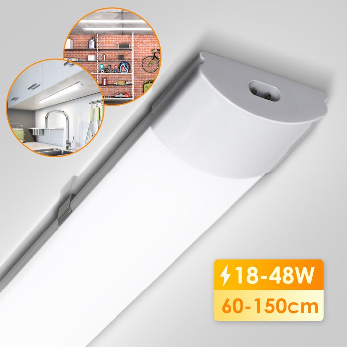 Reglette LED 60cm 18W 1980 Lumens 6000K Froide - Luminaire Plafonnier IP65 Étanche Pour Atelier, Garage, Cave