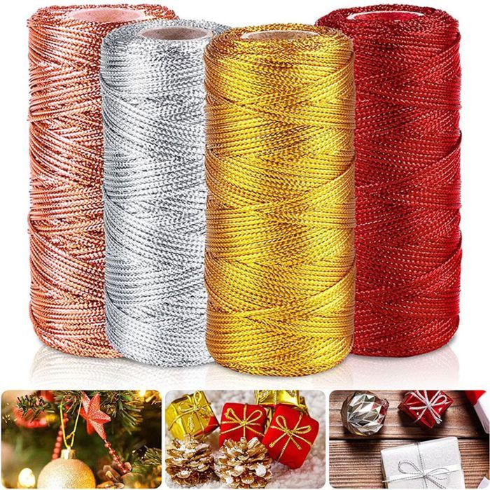 Corde Métallique Or Et Argent 2 Rouleaux 100m - Fil Nylon Pour Bricolage Et Décoration