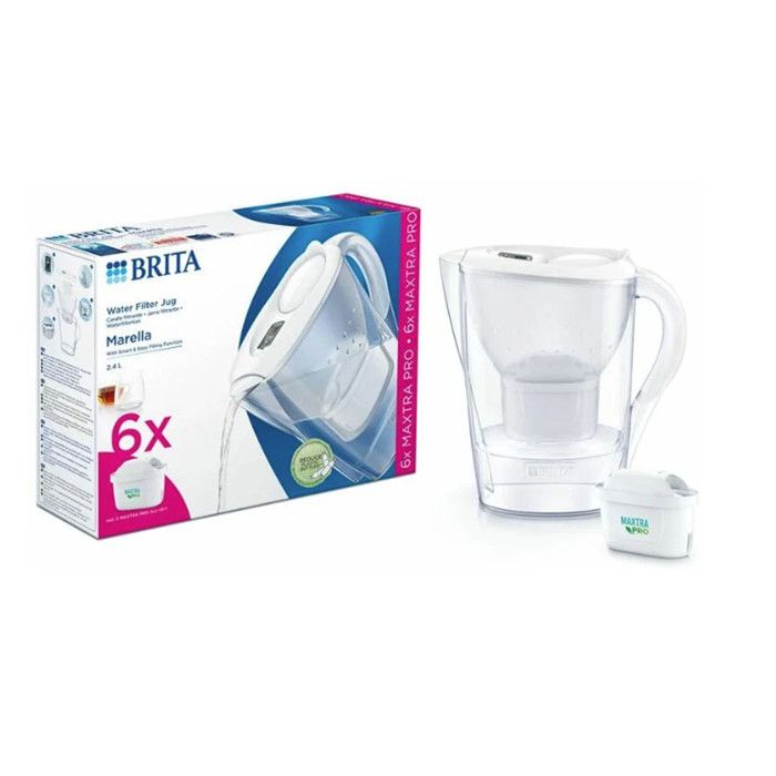 Pack carafe filtrante blanche MARELLA + 6 filtres Bouilloire