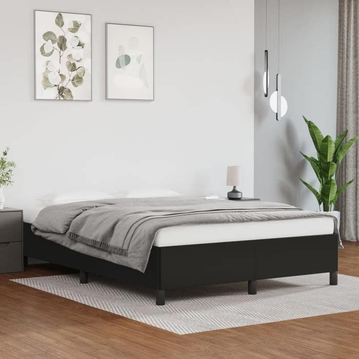 BONNIE®Lit en Similicuir Lit double:140x190 cm Cadre de lit sans matelas noir similicuir neuf92791