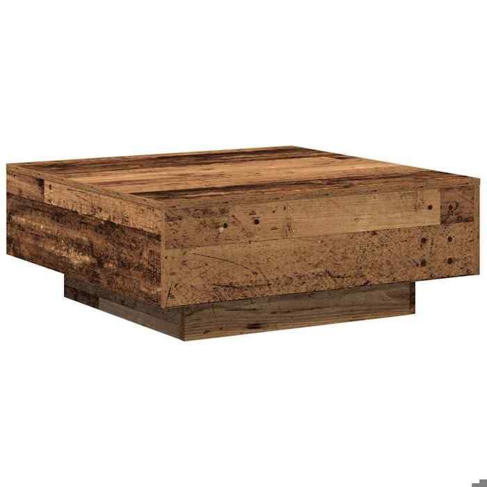 BONNIE®Table basse - Table à café - Grand espace de rangement - Bois ancien 80x80x31 cm Bois dingénierie FR238130
