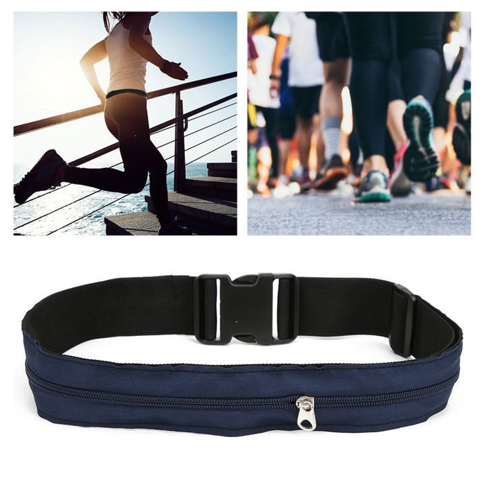 USTNIR Ceinture Porte-argent Dissimulée – Sac Banane Antivol Ultra-fin, 2 Poches Zip, étanche, élastique Réglable – Idéal Voyage, Rando, Sport