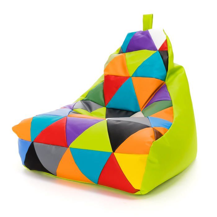 Fauteuil Pouf Keiko S/M simili cuir résistant aux déchirures et taches avec poignée base vert pomme Ecopuf