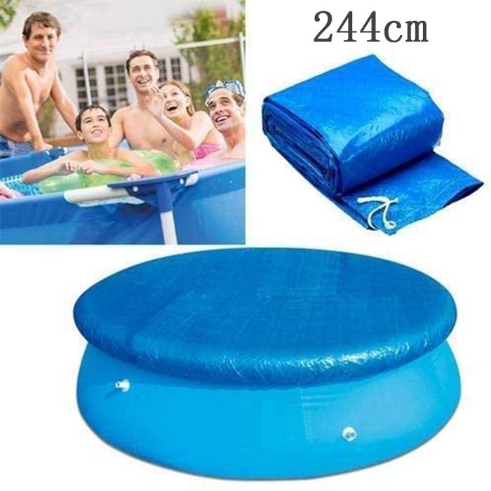 Bâche de piscine ronde élastiquée résistante au vent pluie et poussière installation rapide Label