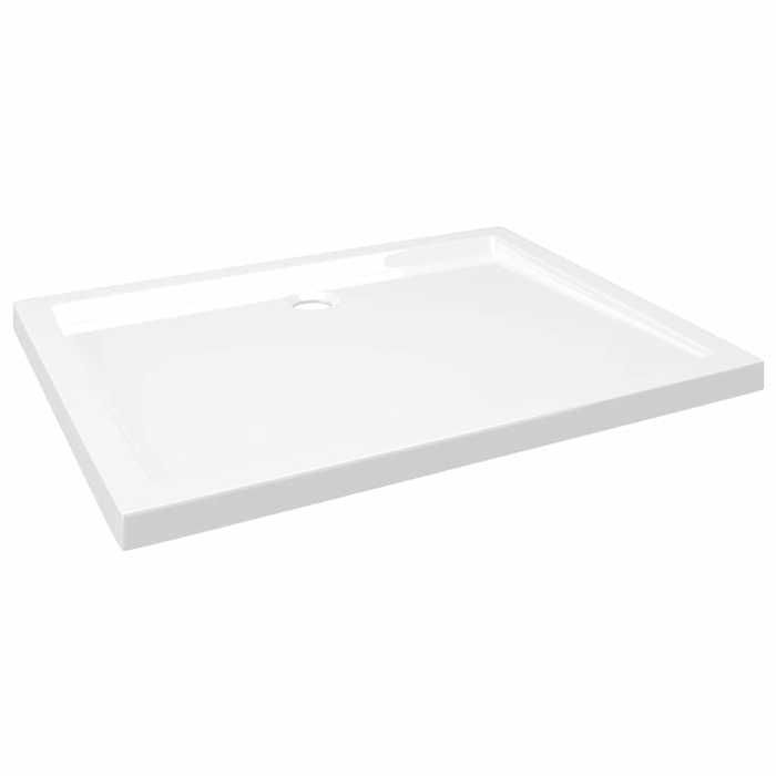 Receveur de douche rectangulaire - 80x100x4 cm - Blanc - ABS renforcé fibre de verre - Seuil bas - Résistant aux rayures