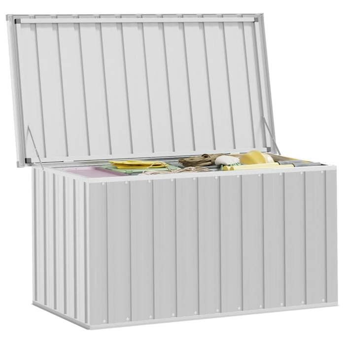 Boîte de rangement de jardin - WIENS - 129x67x65 cm - Gris - Acier galvanisé - Plastique - Couvercle à charnière