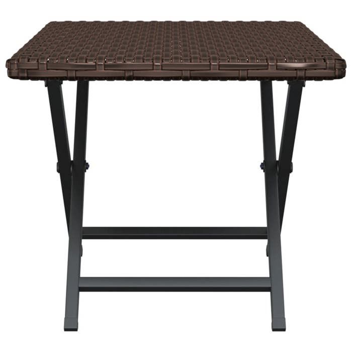 Table pliable en résine tressée - WIENS - 45x35x32 cm - Marron - Résine tressée - Acier enduit de poudre