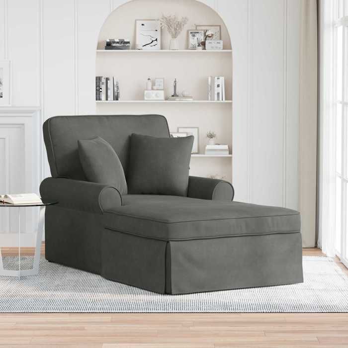 (ON SALE)Méridienne - Confort optimal - 1 place - Chaise lounge avec jupe Gris foncé 91x157x91 cm - 91x157x91 cm @FR(298234) (ON SALE)Méridienne - Confort optimal - 1 place - Chaise lounge avec jupe Gris foncé 91x157x91 cm - 91x157x91 cm @FR(298234)