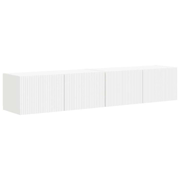 Meuble TV mural - vidaXL - Blanc - Bois dingénierie - 785x31x295 cm - 2 portes - 4 étagères - Entretien facile