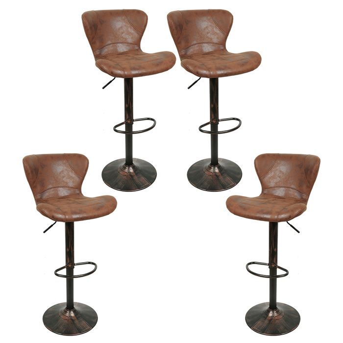 Lot de 4 tabourets de bar - LVHCMFOHM - Pivotants 360° et Réglables en Hauteur - Similicuir - Style Vintage - Marron