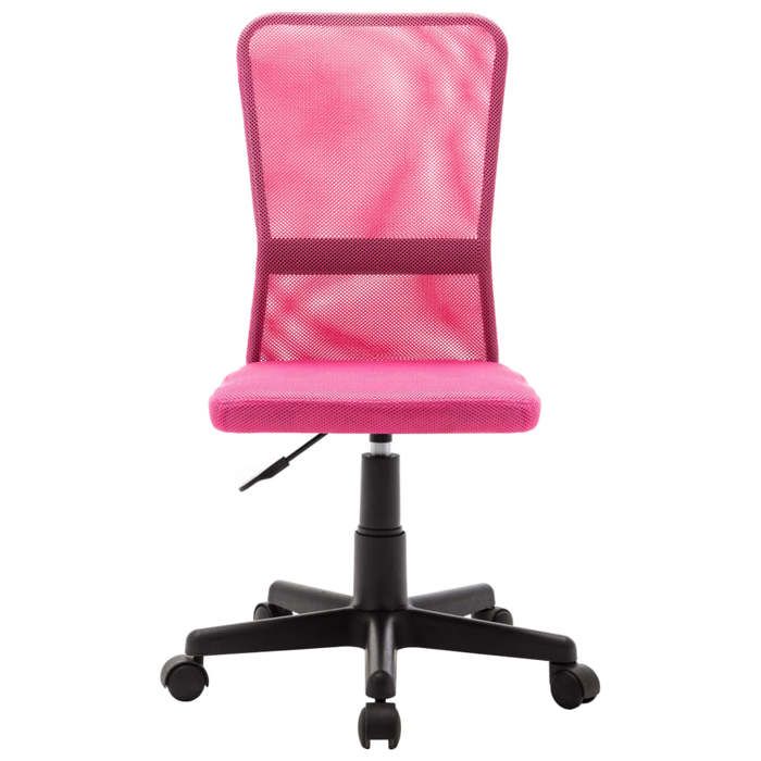 Fauteuil de bureau en maille - CLARENCE - Rose - 44x52x90-100 cm - Hauteur réglable 40-50 cm - Pivotement 360°