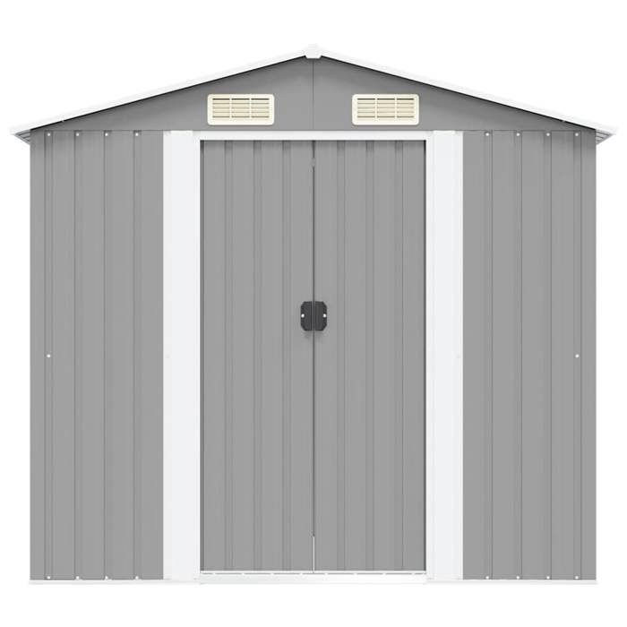 SALE BoutiqueCabinet DE JARDIN - YUNYAN - Gris Abri de stockage pour jardin - MEUBLE JARDIN - Métal Gris 204 x 132 x 186cm _43774