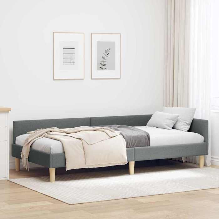 Soldes FlottantsLit simple 90x190cm Structure de lit classique dangle Gris foncé 90x190cm tissu