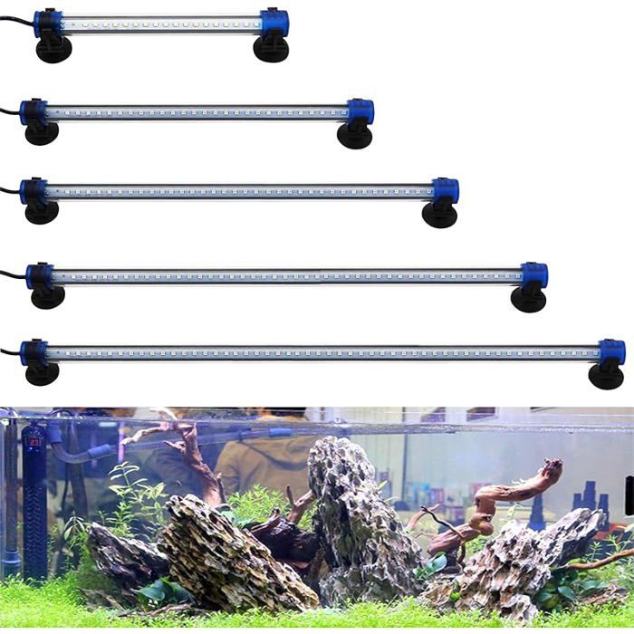 Lampe LED à clip étanche et submersible pour aquarium pour éclairage de plantes Blanc/bleu 1.5W 30cm [Blanc] LAMPE POUR BASSIN
