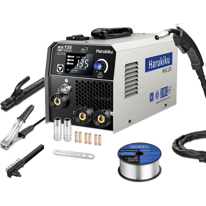 Poste à souder Harukiku 135A 3-en-1 Inverter IGBT sans gaz