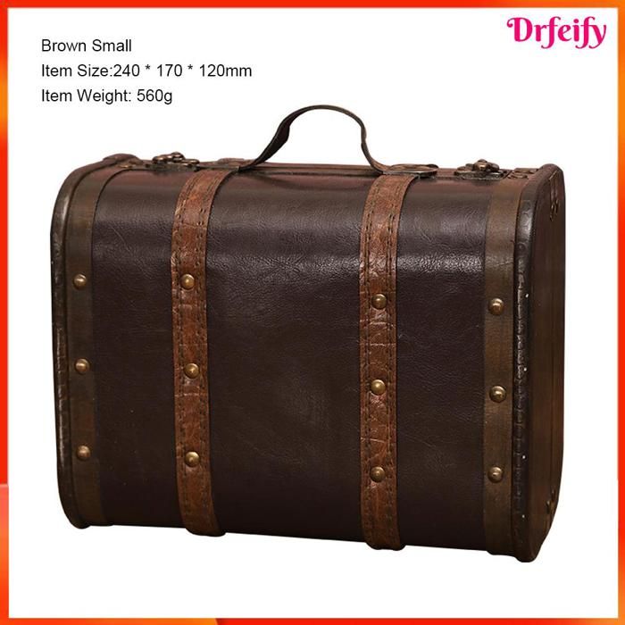 Valise vintage en bois - AKOZON - Modèle vintage - Marron - 24 x 17 x 12 cm - Serrure sans clé
