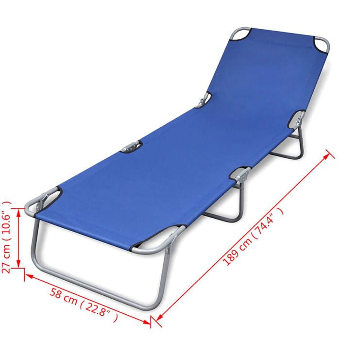 Elégant Transat de la plage Bleu - Chaise longue pliable acier enduit de poudre bleu PRO9542856117742