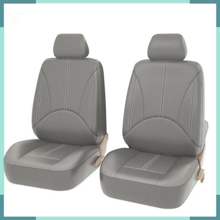 KEENSO housses de siège de voiture Housses universelles de siège de voiture en cuir PU couvre-siège arrière auto Gris 2 pièces