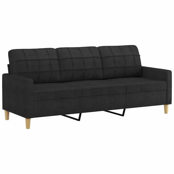 Noir SOFA - Moderne - Canapé 3 places - contemporain - avec oreillers décoratifs noir 180 cm tissu - C1146