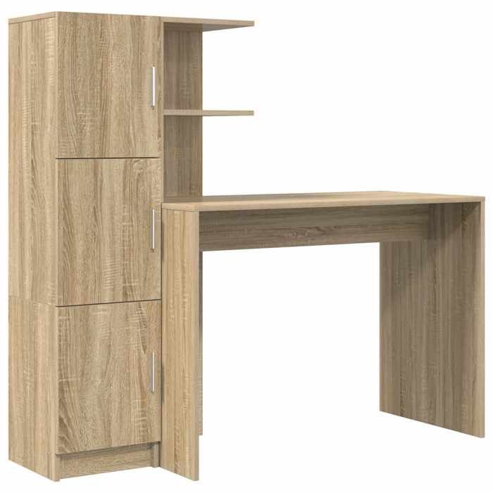 Bureau 2 pièces - vidaXL - chêne sonoma - 3 portes - 1335 x 50 x 124 cm(21702)