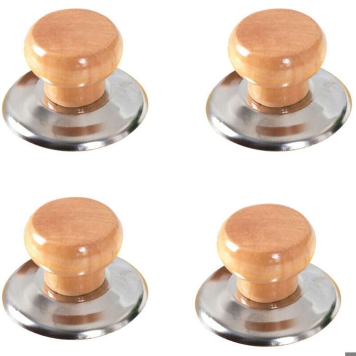 4pcs boutons couvercle – Acier inox bois – Trou 6-10mm – Universel verre émail métal – Remplacement poignée casserole