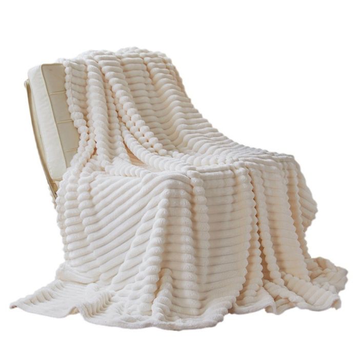 1 Plaid polaire 70x100 cm microfibre douce beige pour canapé fauteuil lit adultes enfants .
