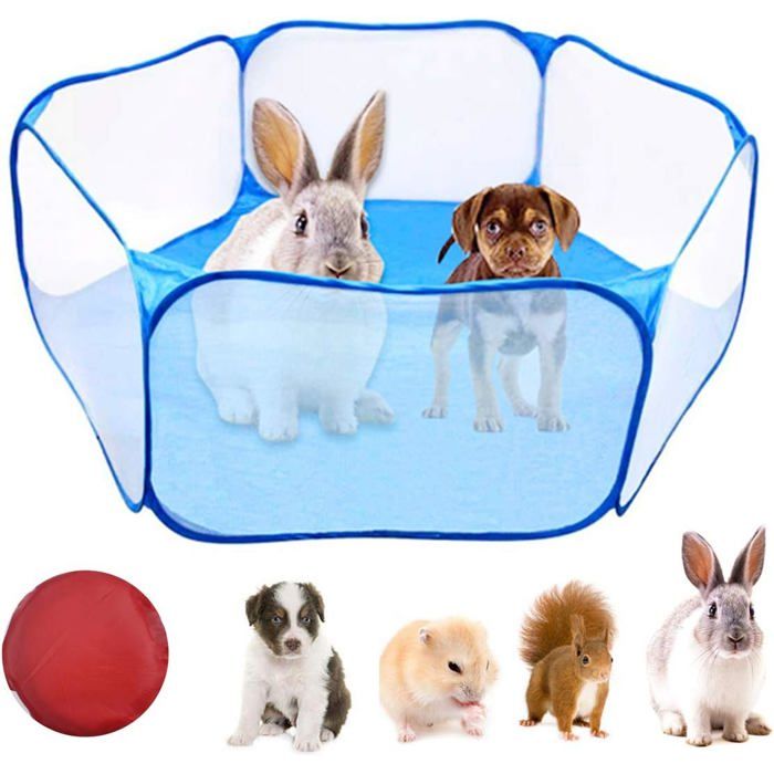 Parc Portable pour Petits Animaux Extérieur/Intérieur Transparente Animaux de Compagnie Exercise Clôture Pop Open pour Co RATELIER