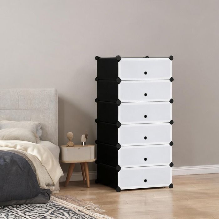 6 cubes empilables en PP Bookcases and Shelves combining 19.3 x 14.4 x 42.5 in 5 x 108 - Blanc PP 49 x 36.5 x 108 cm Ref 1VAPFW