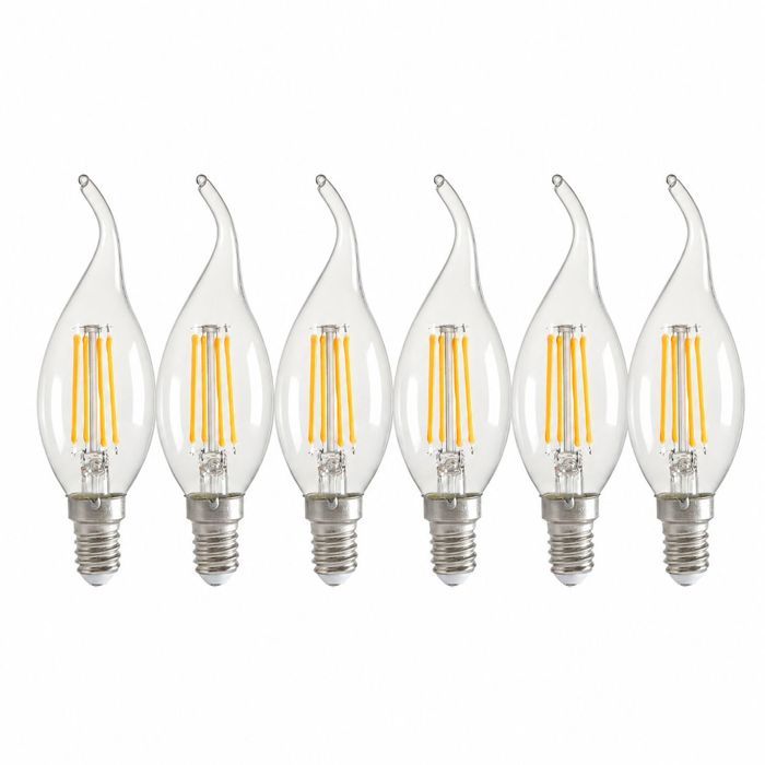 6PCS Ampoule LED E14 Bougie Rétro Edison Verre Transparent Filament 4000K Sans Scintillement Pour Lustre Cristal Chambre Restaurant