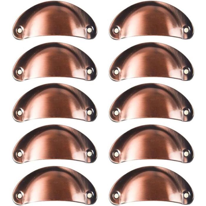 10pcs Poignée de Coquille Vintage - Fer incurvé 8 2 cm x 3 5 cm - Pour tiroir armoire meuble cuisine - Cuivre rouge
