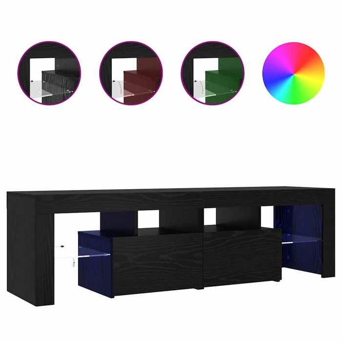 Elégance - Chic Support TV - Meuble HIFI - Meuble TV - avec éclairage LED - en chêne noir - 140x36 5x40cm - bois composite_0797928