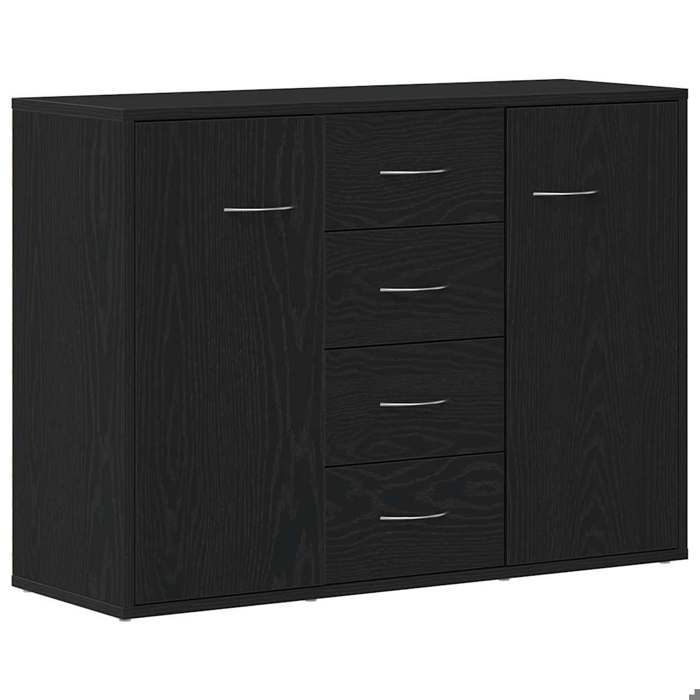 Meuble - Armoire rangement - Noir - Buffet en chêne noir 88x30x64 cm bois dingénierie_36779