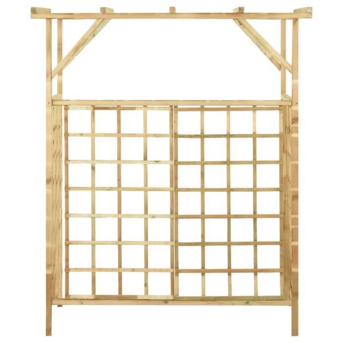 Pergola En Bois Pour Poubelles Triples - 200 X 80 X 168 Cm, Pin Imprégné Vert, Support Plantes Grimpantes
