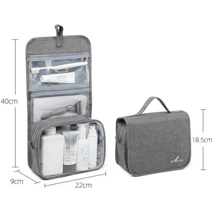 Trousse de Toilette de Voyage Grande capacité, Trousse de Toilette à  Suspendre(Gris) - Cdiscount Bagagerie - Maroquinerie