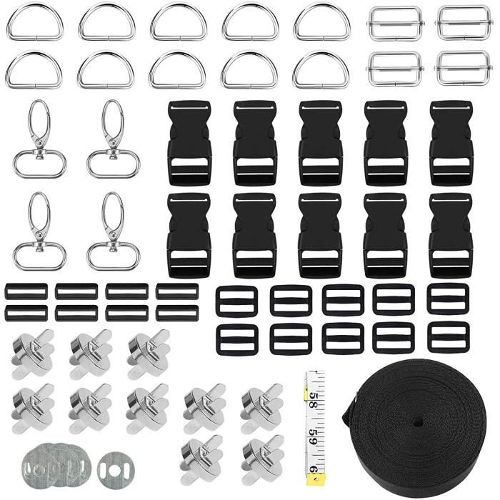 4 Boucle Plastique Clip Et 4 Tri-Glide Curseur Plastique,2,5cm,Boucles