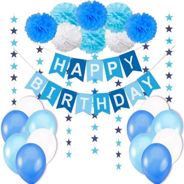 Decoration Anniversaire Garcon Deco 1 Banderole Banniere Joyeux Anniversaire Happy Birthday 8 Pompon Fleur 6 Metres 1577 Achat Vente Banderole Banniere Soldes Cdiscount