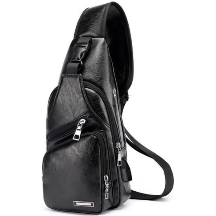Sac Bandoulière En Cuir Véritable Pour Homme - 18x8x31 Cm, Marron, Idéal Randonnée Et Voyage