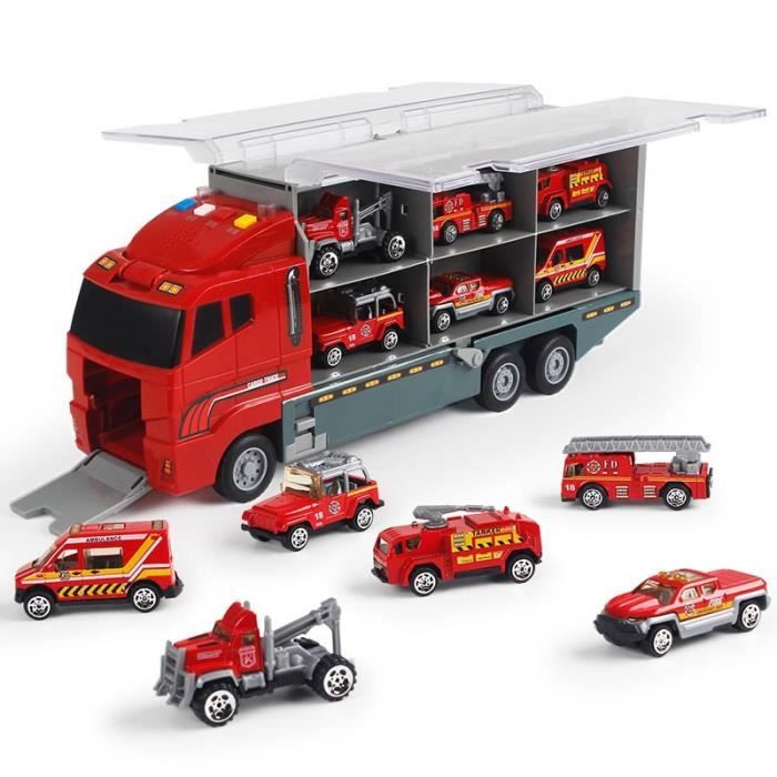 rouge - Grand ensemble de voiture d'ingénierie pour enfants, alliage  EbModel, camion de pompier, jouet de ran
